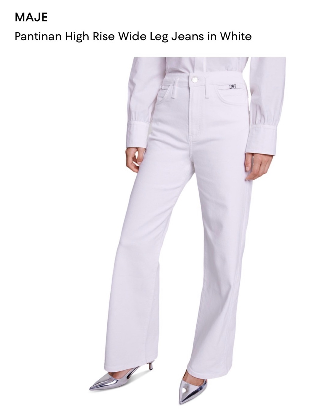 Maje White Pantinan High-Rise Wide Leg Jeans